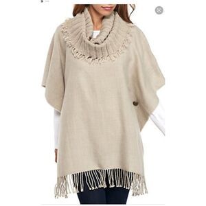 V. FRAAS‎ FRINGED PONCHO WITH LARGE COWL NECK